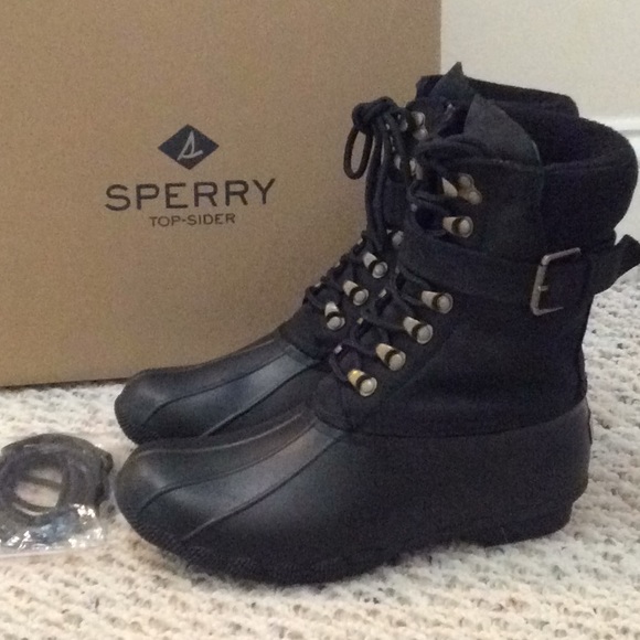 Sperry Shoes - 🆕 SPERRY top sider black leather duck boots- 7